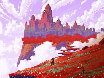 Crimson Sky Citadel — Fantasy City, fantasy, city, fantasy city HD wallpaper