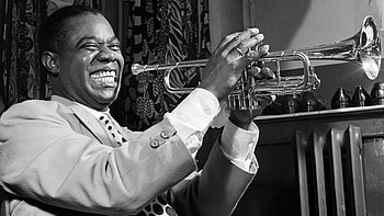 Louis Armstrong, Posted by Samantha Simpson, Jazz icon, Music memorabilia HD wallpaper