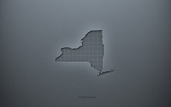 New York map, gray creative background, New York, USA, gray paper texture, American states, New York map silhouette, map of New York, gray background, New York 3d map HD wallpaper