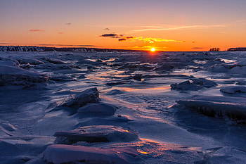 Nature, Sunset, Sea, Ice, Twilight, Shore, Bank, Dusk HD wallpaper