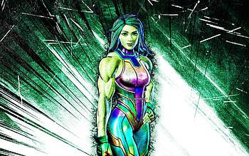 Holo Foil She-Hulk, grunge art, Fortnite Battle Royale, Fortnite characters, turquoise abstract rays, Holo Foil She-Hulk Skin, Fortnite, Holo Foil She-Hulk Fortnite HD wallpaper