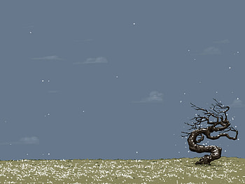 Vector, Nature, Grass, Art, Wood, Tree, Field, Wind HD wallpaper