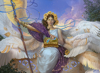 Angel of Dawn, dawn keeper, erion makuo, fantasy, art, angel, girl HD wallpaper