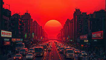 City Needs To Rest, cityscape, cars, sunset, buildings, artist, artwork, art, digital-art, ai, deviantart HD wallpaper
