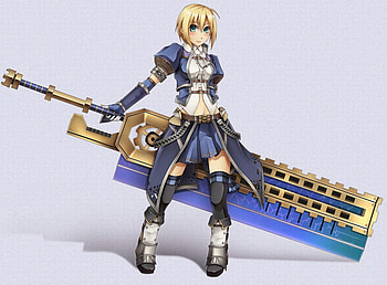 monster hunter, sword, hunter, eyes, monster, armor, green, weapon, short hair, blonde hair, blush HD wallpaper