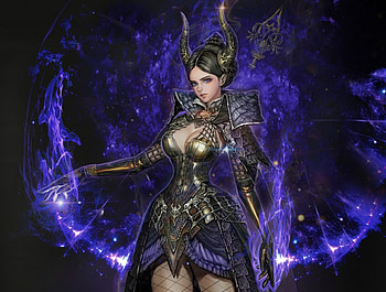 Fantasy girl, blue, black, youngmin suh, art, girl, woman, fantasy, magical, game HD wallpaper