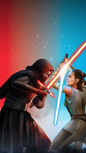 Kylo Ren vs Rey, Epic showdown, Dynamic , Intense rivalry HD phone wallpaper