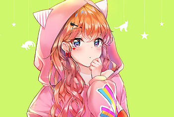 Blonde, cute, anime girl, curious, blue eyes, original HD wallpaper