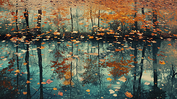 Autumn Reflections, leaf, water, reflection, Autumn, nature HD wallpaper