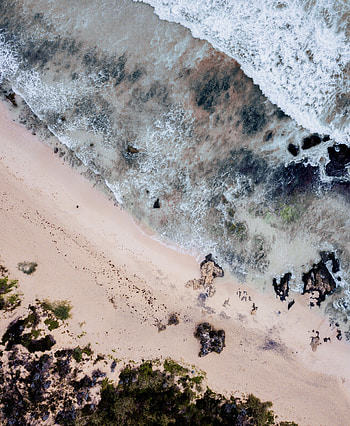 Nature, Sea, Waves, Beach, Sand, View From Above HD phone wallpaper
