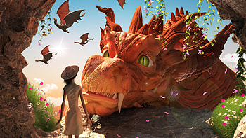 Lady And The Dragon, artist, artwork, artstation HD wallpaper