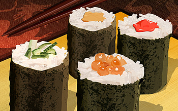 Japanese Sushi, cg, 3d, , food HD wallpaper