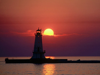 Landscape, Sunset, Lighthouses HD wallpaper