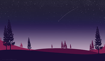 Night Trees Stars In Sky Minimalism Artwork , minimalism, minimalist, artist, artwork, digital-art, deviantart HD wallpaper