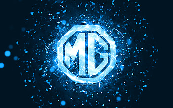 MG blue logo, , blue neon lights, creative, blue abstract background, MG logo, cars brands, MG HD wallpaper