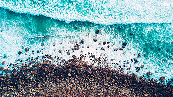 Rocky shore Drone view HD wallpaper