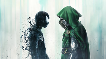 Black Spider Venom X Doctor Doom, spiderman, doctor-doom, superheroes, artwork, art, digital-art HD wallpaper