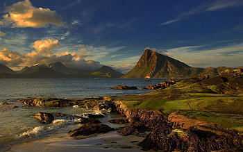 Nature, Sky, Sea, Clouds, Mountain, Coast, Land, Earth, Wave, Slopes HD wallpaper
