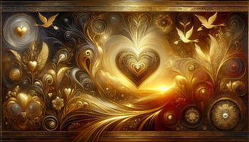 Valentine's Love and Birds, valentine, heart, gold, Abstract, nature HD wallpaper