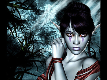 Dark Elf, elf, fantasy, dark, female HD wallpaper