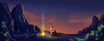Art, Bonfire, Night, Couple, Pair, Camping, Campsite HD wallpaper