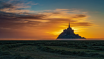 Mont Saint Michel at Sunset, saint michel, nature, mont, sunset HD wallpaper