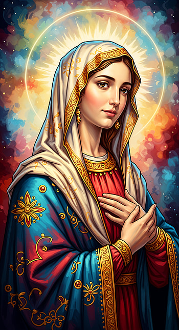 Radiant Madonna | Mary, Queen of Peace | Mother of Mercy | Haloed Mother | Blessed Virgin HD phone wallpaper