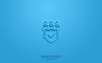 Business Security 3d icon, blue background, 3d symbols, Business Security, Business icons, 3d icons, Business Security sign, Business 3d icons HD wallpaper