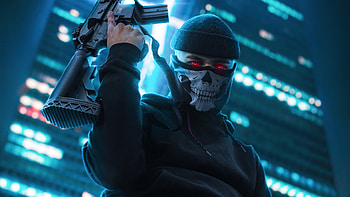 Boy With Skull Mask And Ak47, mask, artist, artwork, digital-art HD wallpaper