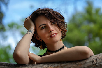 Beauty, maia del mazo, model, face, tattoo, spider, girl, woman HD wallpaper