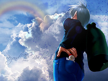 looking to the sky, looking, anime, quite, cool, sky, rainbowl, nice HD wallpaper