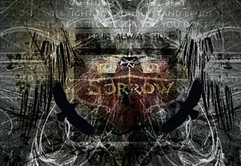 darkness of sorrow, black, birds, grey, love, red, sorrow, dark HD wallpaper