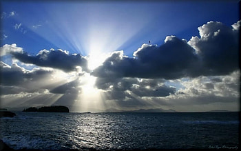 perfect, blue, sunshine, clouds, sky, water, ocean HD wallpaper