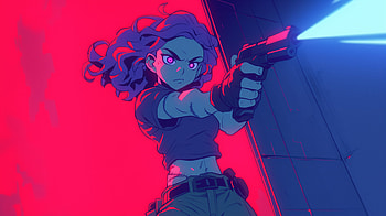 Dynamic Anime Girl with Gun -, Anime, girl, gun, anime girl, neon, neon anime HD wallpaper