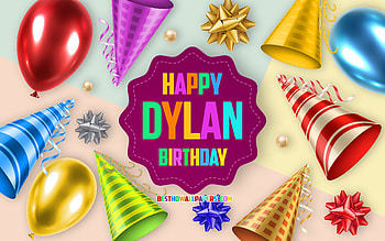 Happy Birtay Dylan, , Birtay Balloon Background, Dylan, creative art, Happy Dylan birtay, silk bows, Dylan Birtay, Birtay Party Background HD wallpaper