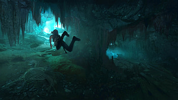 Shadow of the Tomb Raider (2018) - Official Steam Trading Card, survival, underwater, cave, Lara Croft HD wallpaper
