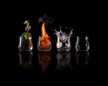 Elements of nature, art, air, glass, nature, water, fire HD wallpaper