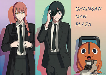 Makima, Himeno, and Pochita, Anime, Chainsaw Man, Makima (Chainsaw Man), Himeno (Chainsaw Man), Pochita (Chainsaw Man) HD wallpaper