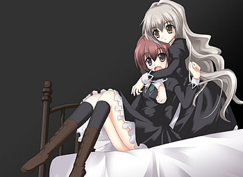 Anime Couple, Nagisa, White Hair, Anime, Shizuma, Strawberry Panic, Seifuku, Redhead, Anime Girls, School Uniform, Lovers, Big Eyes, Red Hair HD wallpaper