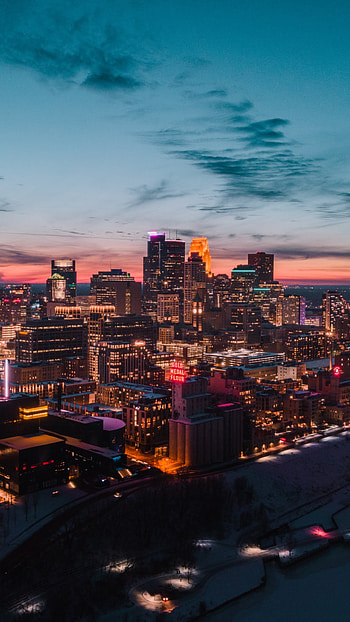 Minneapolis Skyline, Minnesota, USA, City lights HD phone wallpaper