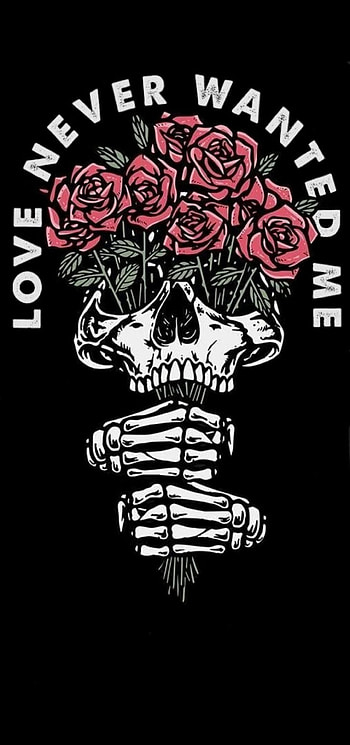Love never, pink, bones, roses HD phone wallpaper