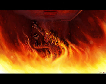 Demon, flame, fantasy, fire HD wallpaper