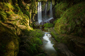 Nature, Water, Stones, Waterfall, Moss, Creek, Brook HD wallpaper