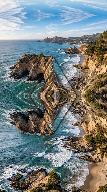 Coastline, Cliff, Ocean, Beach HD phone wallpaper