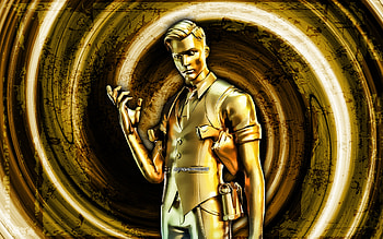 Golden Agent Midas, yellow grunge background, Fortnite, vortex, Fortnite characters, Golden Agent Midas Skin, Fortnite Battle Royale, Golden Agent Midas Fortnite HD wallpaper