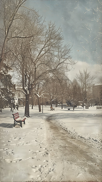 Snowy Park Serenity - as, winter, snow, snowy park, park, tree HD phone wallpaper