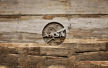 NASA wooden logo, , wooden backgrounds, NASA logo, creative, wood carving, NASA HD wallpaper