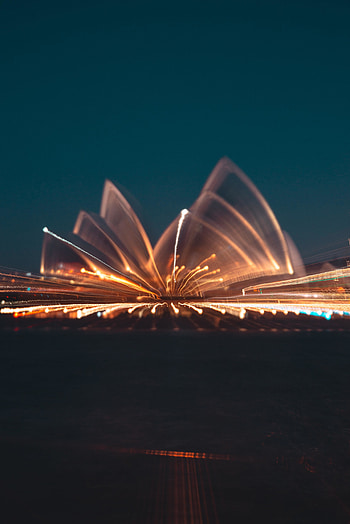 Opera house, Sydney, blur, night HD phone wallpaper