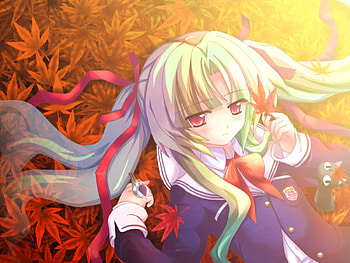 Anime, Sadness, Sight, Opinion, Girl, Foliage HD wallpaper