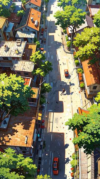 anime road view, Anime, anime city, anime landscape HD phone wallpaper